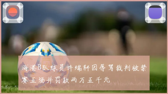 海港B队球员许瑞轩因辱骂裁判被禁赛五场并罚款两万五千元